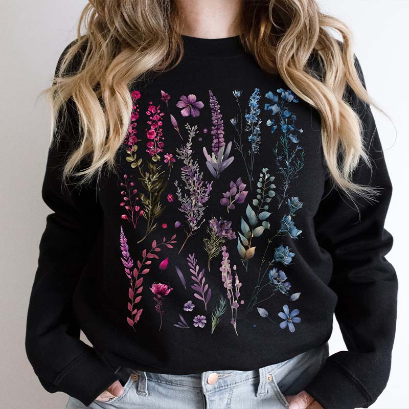 Boho Pink Floral Wildflowers Sweatshirt