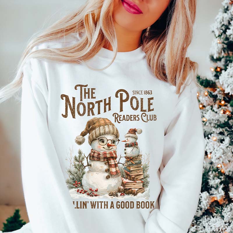 North Pole Book Club Snowman Sweatshirt