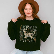 Vintage Reindeer Folk Art Sweatshirt