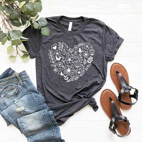 Flower Heart Wildflowers Plant Lady T-Shirt