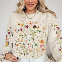 Vintage Pressed Flowers Boho Cottagecore Sweatshirt