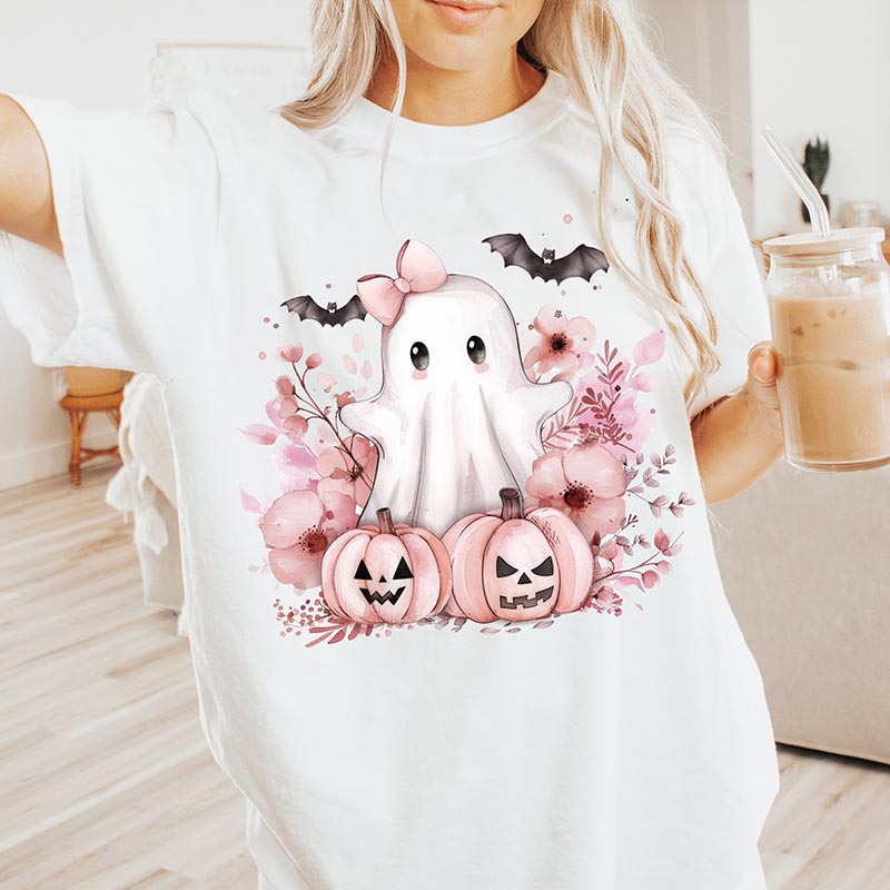 Pink Halloween Autumn Watercolor T-Shirt