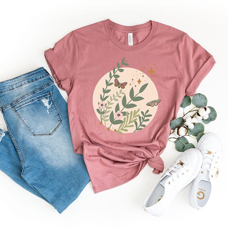 Wildflower Garden Pastel Butterfly T-Shirt