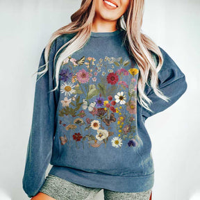 Vintage Pressed Flowers Botanical Sweatshirt