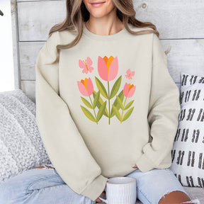 Boho Girl Flowers Tulip Sweatshirt