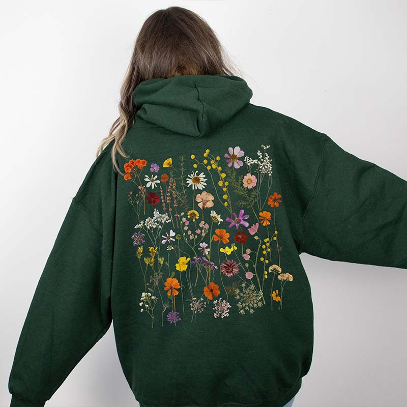 Cute Pressed Flowers Cottagecore Hoodie