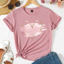 Women's Pink Heart Shaped Pattern T-Shirt