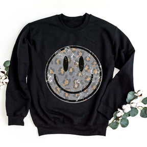 Smile Face  Leopard Sweatshirt