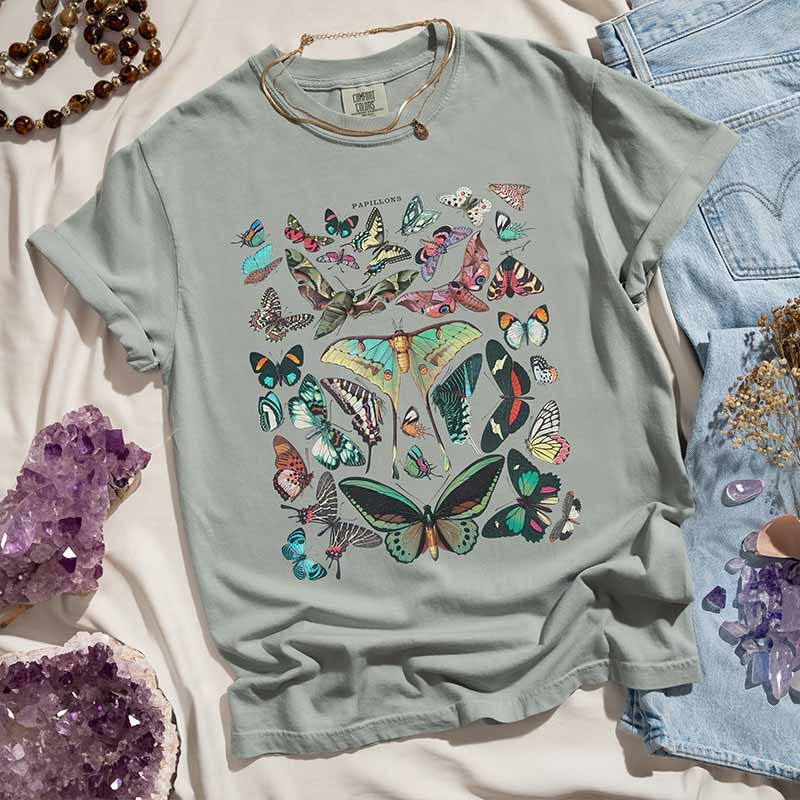 Boho Butterfly Vintage Graphic Whimsigoth T-Shirt