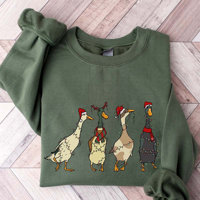 Christmas Santa Duck Animal Sweatshirt