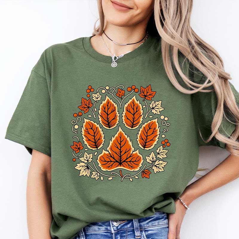 Fall Vine Leaf Paw T-Shirt