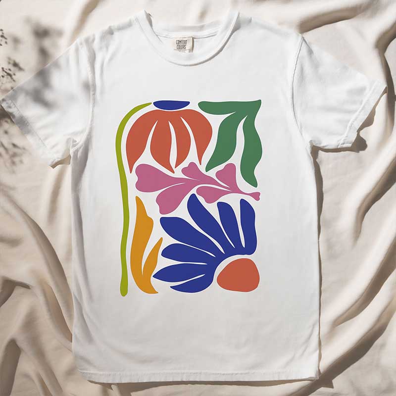 Wildflowers Matisse Art Minimalist Colorful T-Shirt