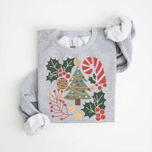 Boho Floral Christmas Tree Girly Sweatshirt