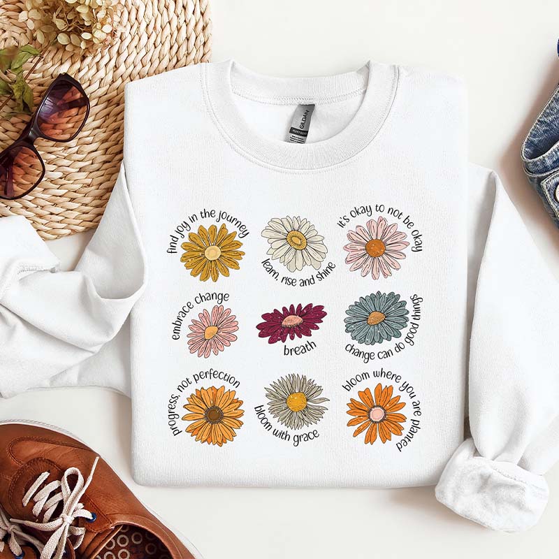 Retro Flower Saying Sweatshirt