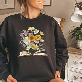 Book Daisy Flower Reading Sweatshirt