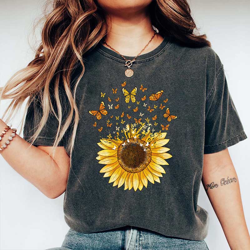 Sunflower Butterfly Botanical T-Shirt