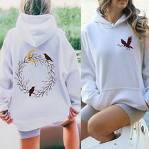 Retro Celestial Bird And Moon Hoodie