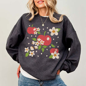 Retro Apple And Flowers Sweatshirt