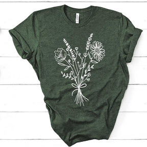 Flower Bouquet Minimalist Botanical Lover T-Shirt