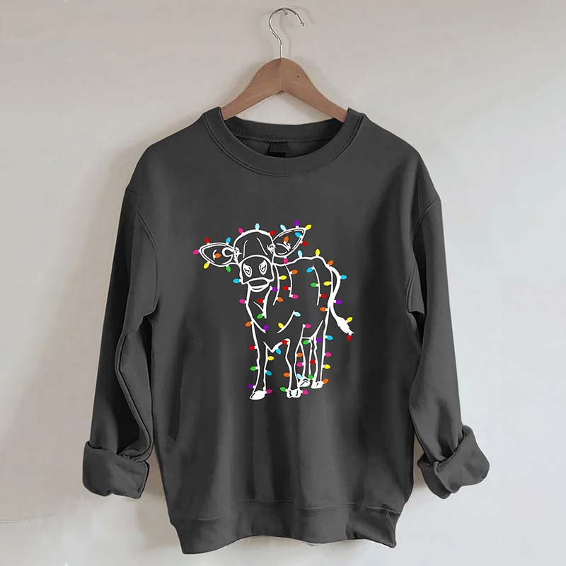 Cute Cow Christmas Lights Sweatshirt