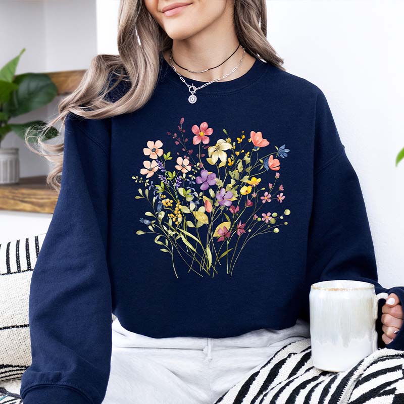 Pressed Flowers Floral Nature Sweatshirt