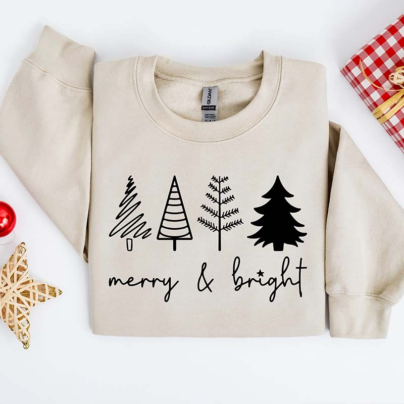 Merry & Bright Christmas Trees Sweatshirt