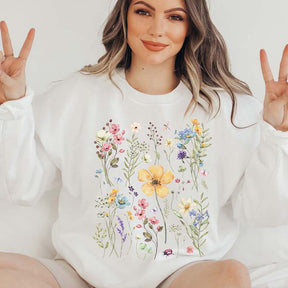 Wild Flowers Floral Fall Sweatshir