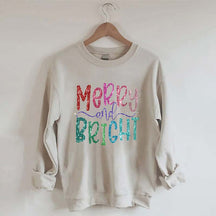 Merry And Bright Christmas Printed Sweatshirt