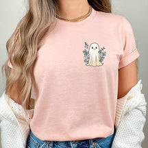 Floral Ghost Halloween Pocket T-Shirt