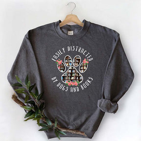 Easily Distracted Dogs And Books Sweatshirt