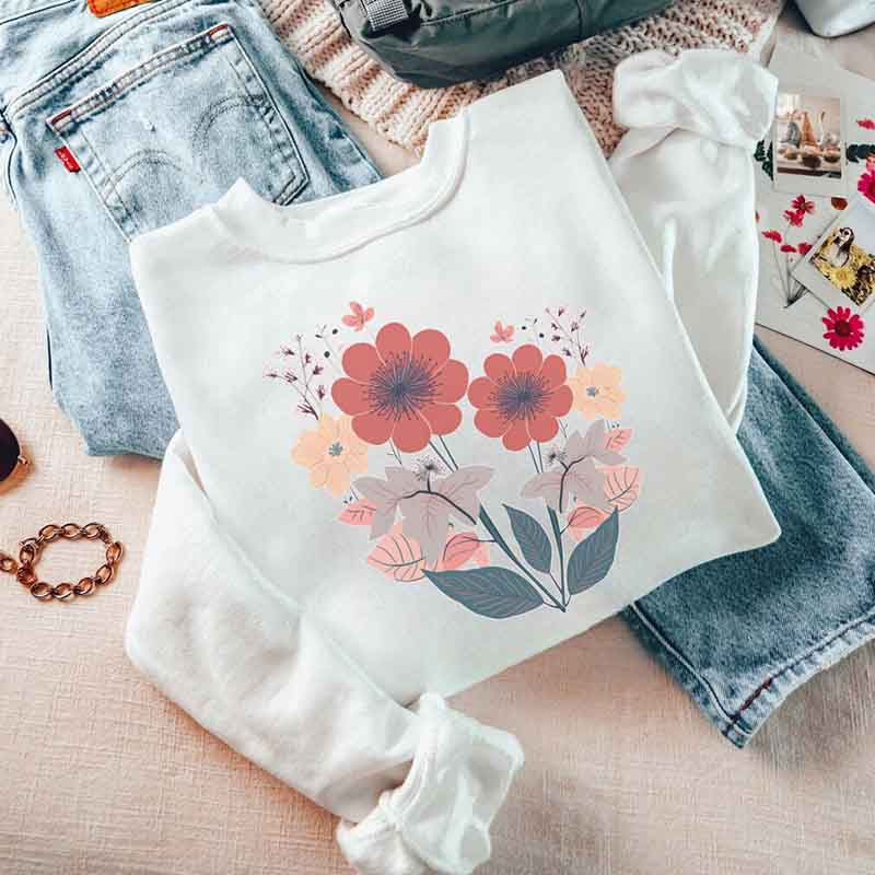 Vintage Fairy core Flowers Boho Sweatshirt