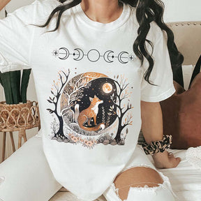 Whimsigoth Fox Witchy Moon T-Shirt