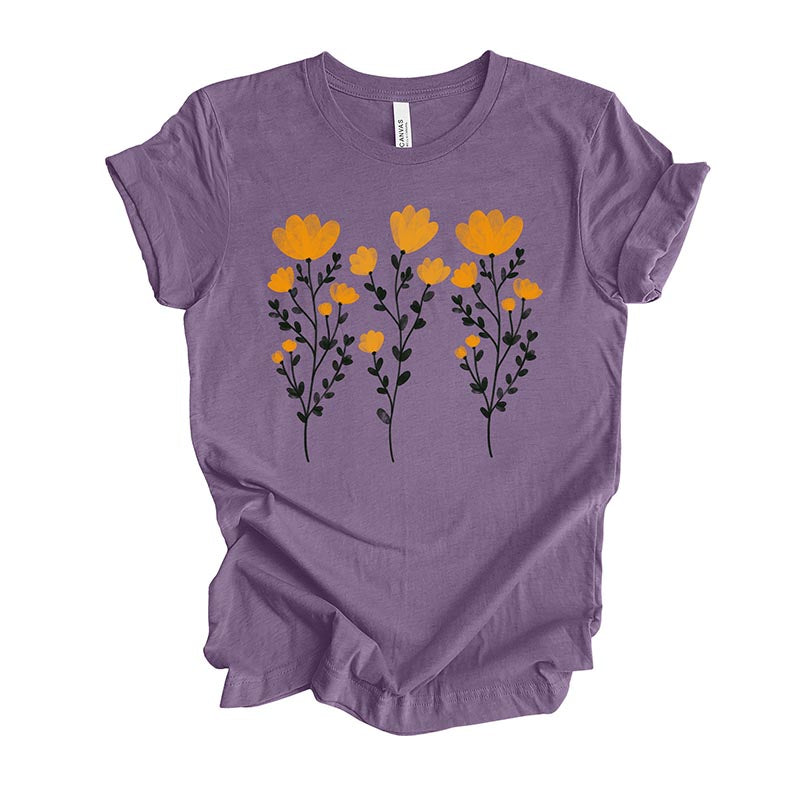 Yellow Flowers and Stems Cute T-Shirt