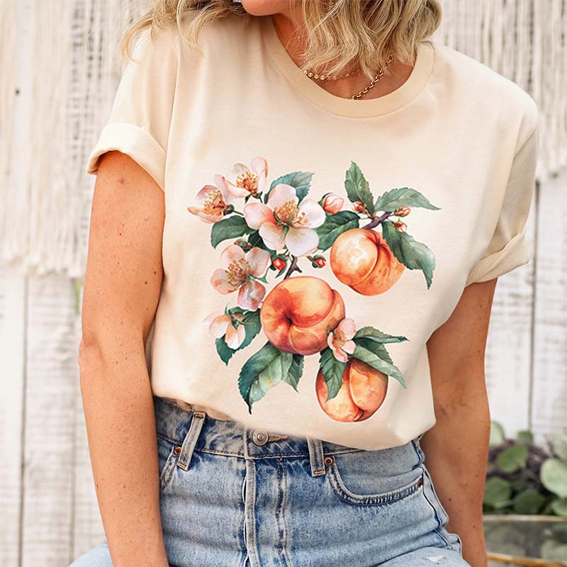 Aesthetic Peaches Botanical Fruit T-Shirt