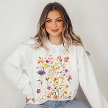 Vintage Pressed Flowers Nature Plant Sweatshirt