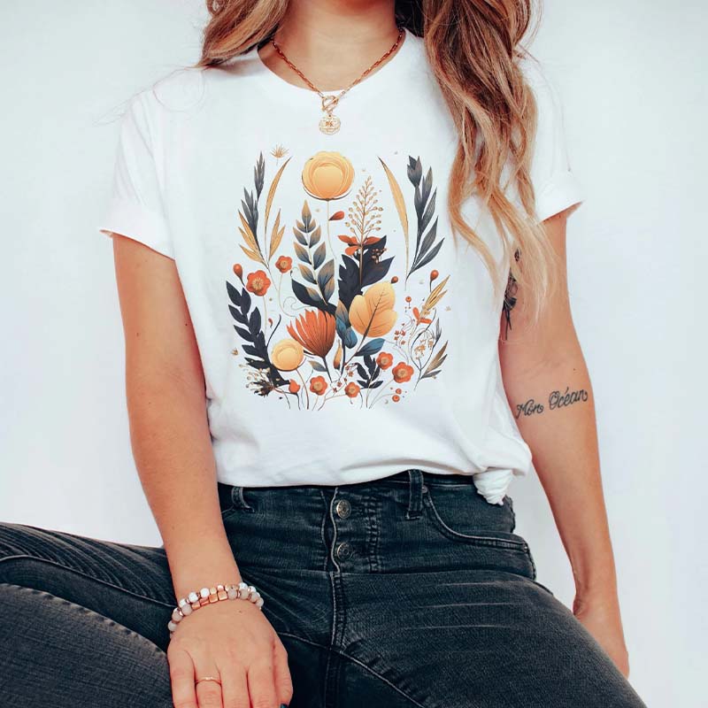 Boho Style Abstract Flower T-Shirt