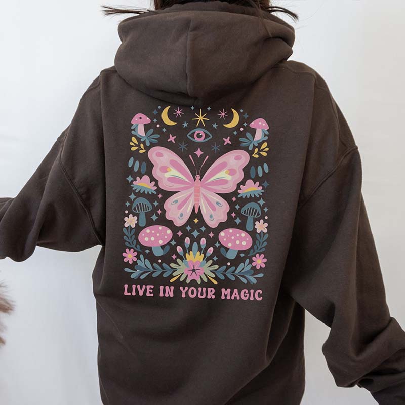 Wildflower Butterfly Inspirational Quote Hoodie