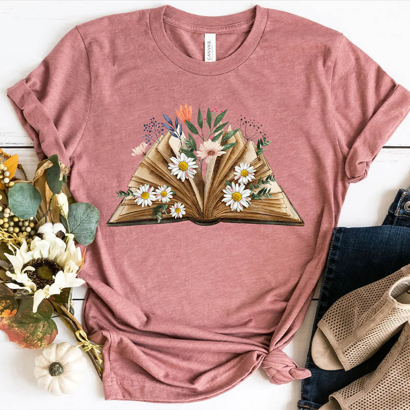 Reading Book Librarian Flower T-Shirt