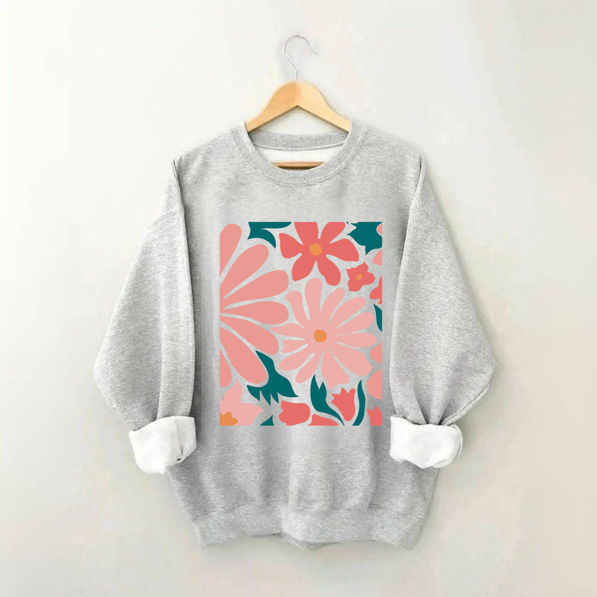 Flower Market  Pink Flowers Botanical Sweatshirt