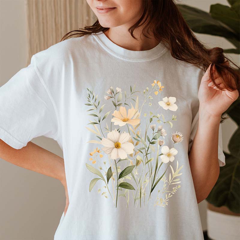 White Wildflowers Nature Inspired T-Shirt