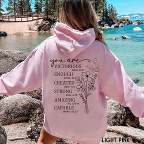 You Are Enough Motivational Floral Butterfly Hoodie