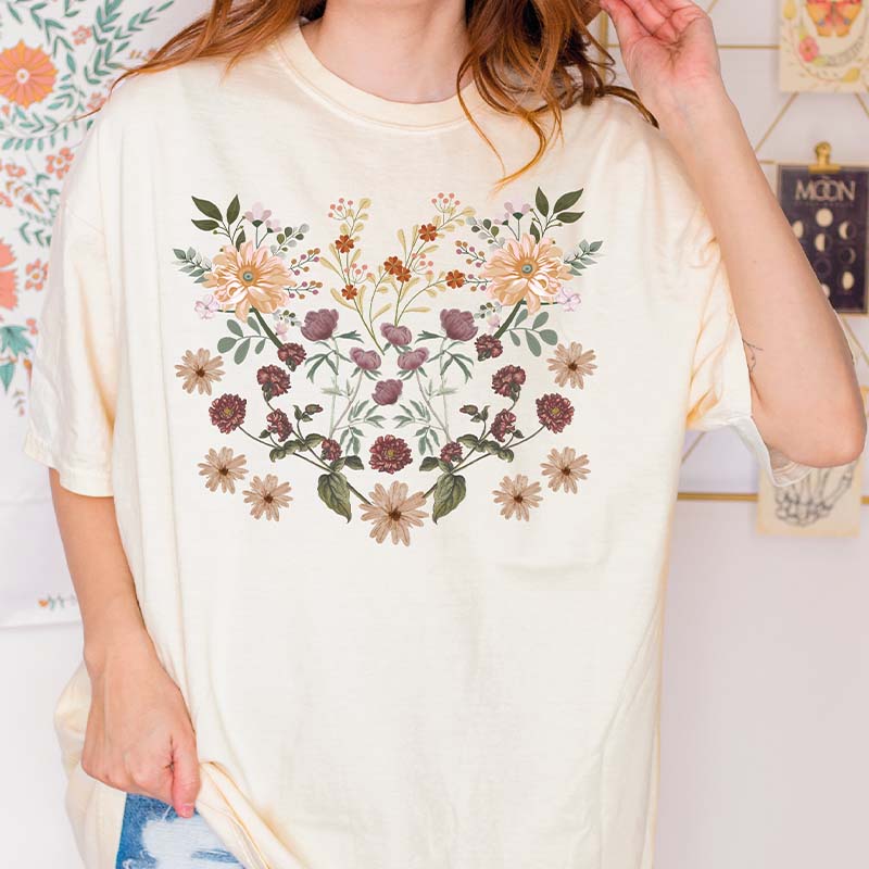 Vintage Style Flowers Botanical T-Shirt