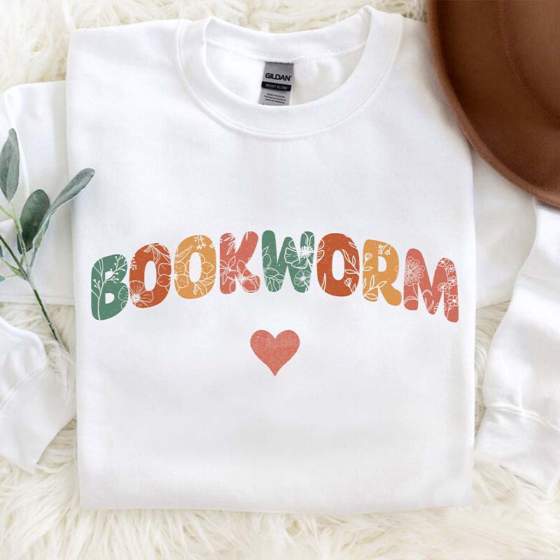 Bookworm Heart Reading Teacher Sweatshirt