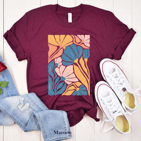 Flower Market Colorful Abstract Botanical Spring T-Shirt