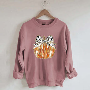 Fall Coquette Gold Glitter Pumpkin Sweatshirt