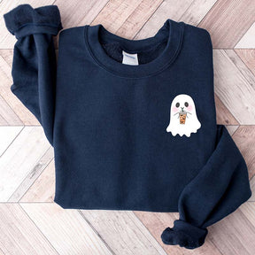 Little Ghost Coffee Drinking Sweatshirt