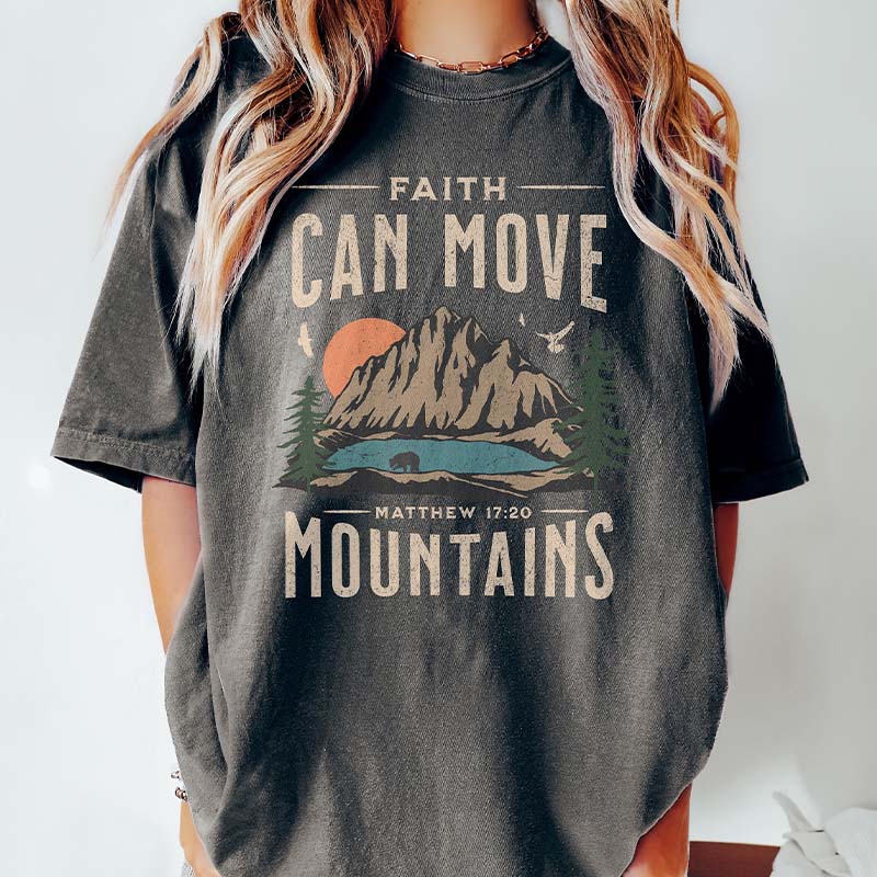 Faith Can Move Mountains Boho Christian T-Shirt