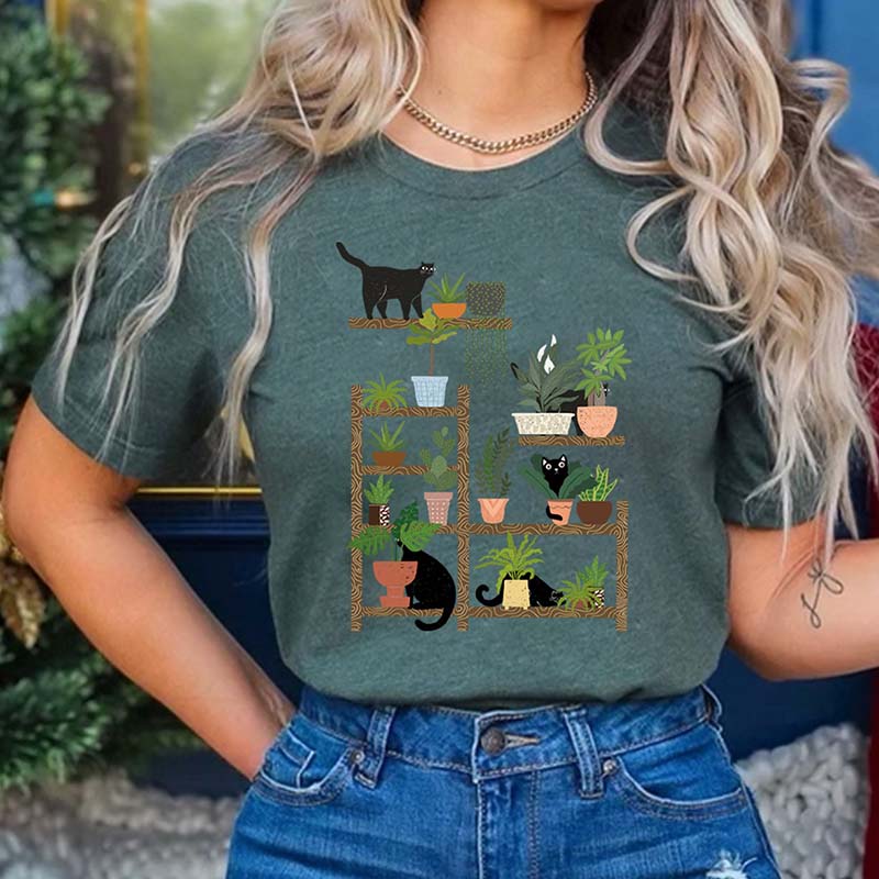 Cats and Plants Succulent T-Shirt