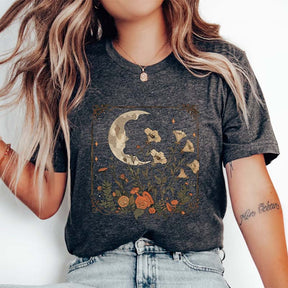 Vintage Floral Moon Nature Inspired T-Shirt