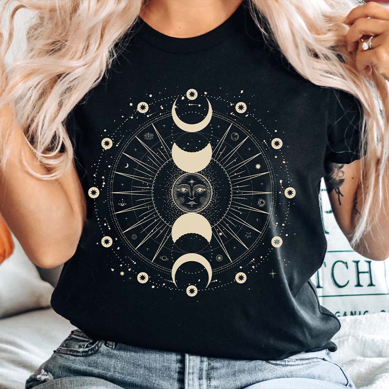 Boho Celestial Moon Astronomy T-Shirt